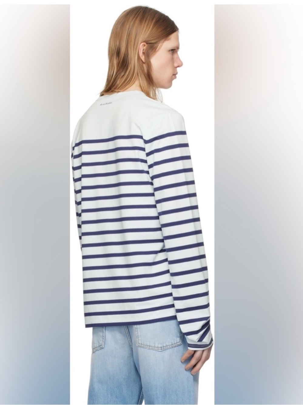 Acne studios urban chic street Striped Long-Sleeve Tee ssense logo off-white xs